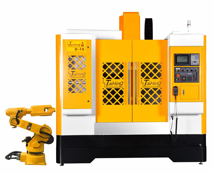 线轨机D-V8（三菱系统）—CNC850三轴线轨机(高速高精密零件立式加工中心机） （带油雾得理器） 主轴转速达18000转 ，带机械手